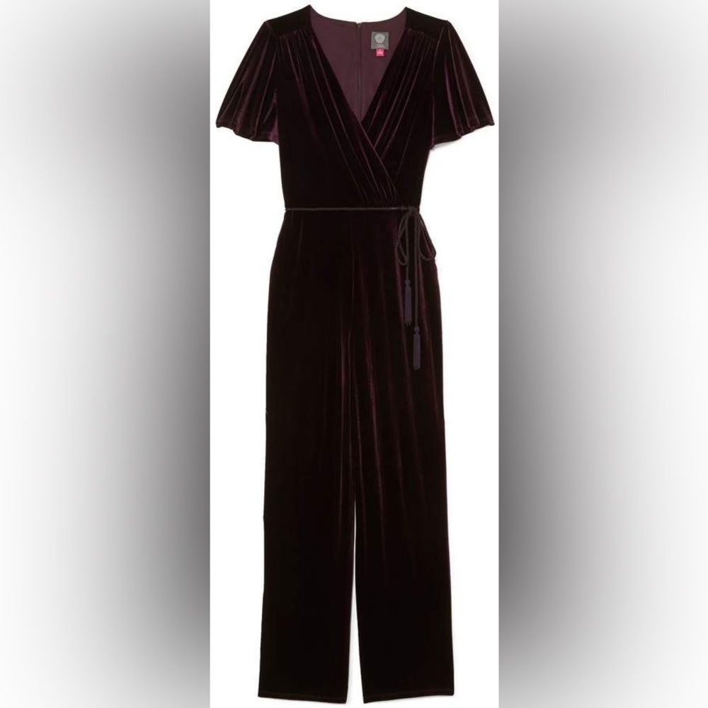 Vince Camuto Velvet Flutter Sleeve Jumpsuit